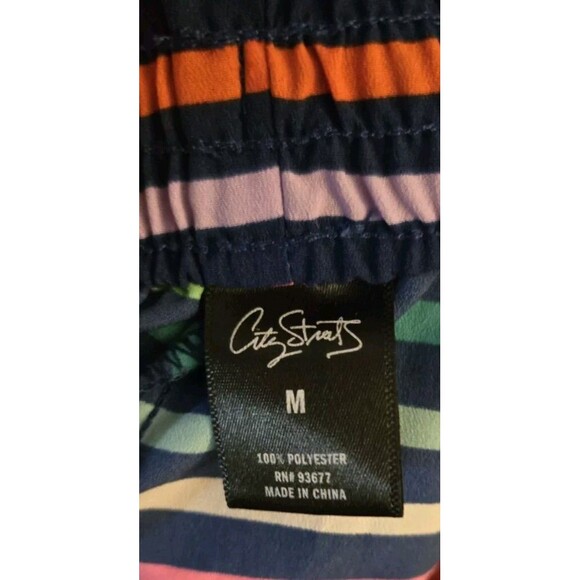 City Streets Shorts Womens Medium M Lightweight Pull On Rainbow Colors Stripes - Picture 4 of 7